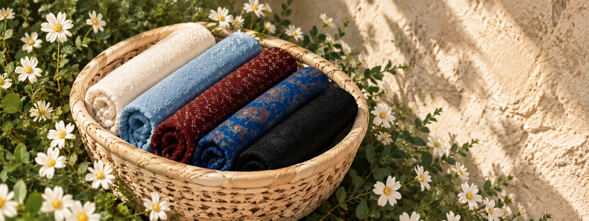 Lune hijabs in a basket